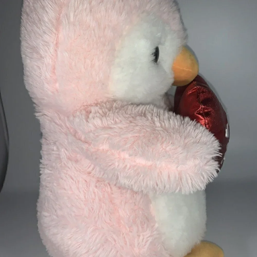 Dan Dee Hugs & Kisses Red Heart‎ Pink White Penguin Plush Toy 16”
